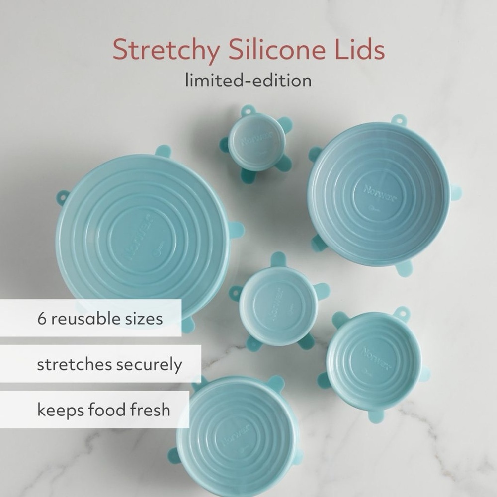 COPY - Norwex Stretchy Silicone Lids, set of 6, food storage, replace plastic w…